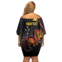 Personalized Papua New Guinea Milne Bay Off Shoulder Short Dress Bagi Necklace Mix Lime Pot Grunge