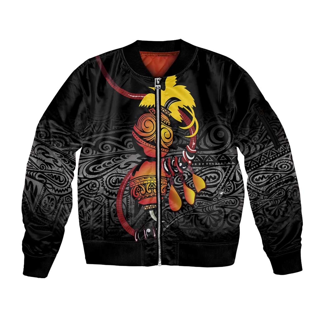 Personalized Papua New Guinea Milne Bay Sleeve Zip Bomber Jacket Bagi Necklace Mix Lime Pot Grunge