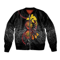 Personalized Papua New Guinea Milne Bay Sleeve Zip Bomber Jacket Bagi Necklace Mix Lime Pot Grunge