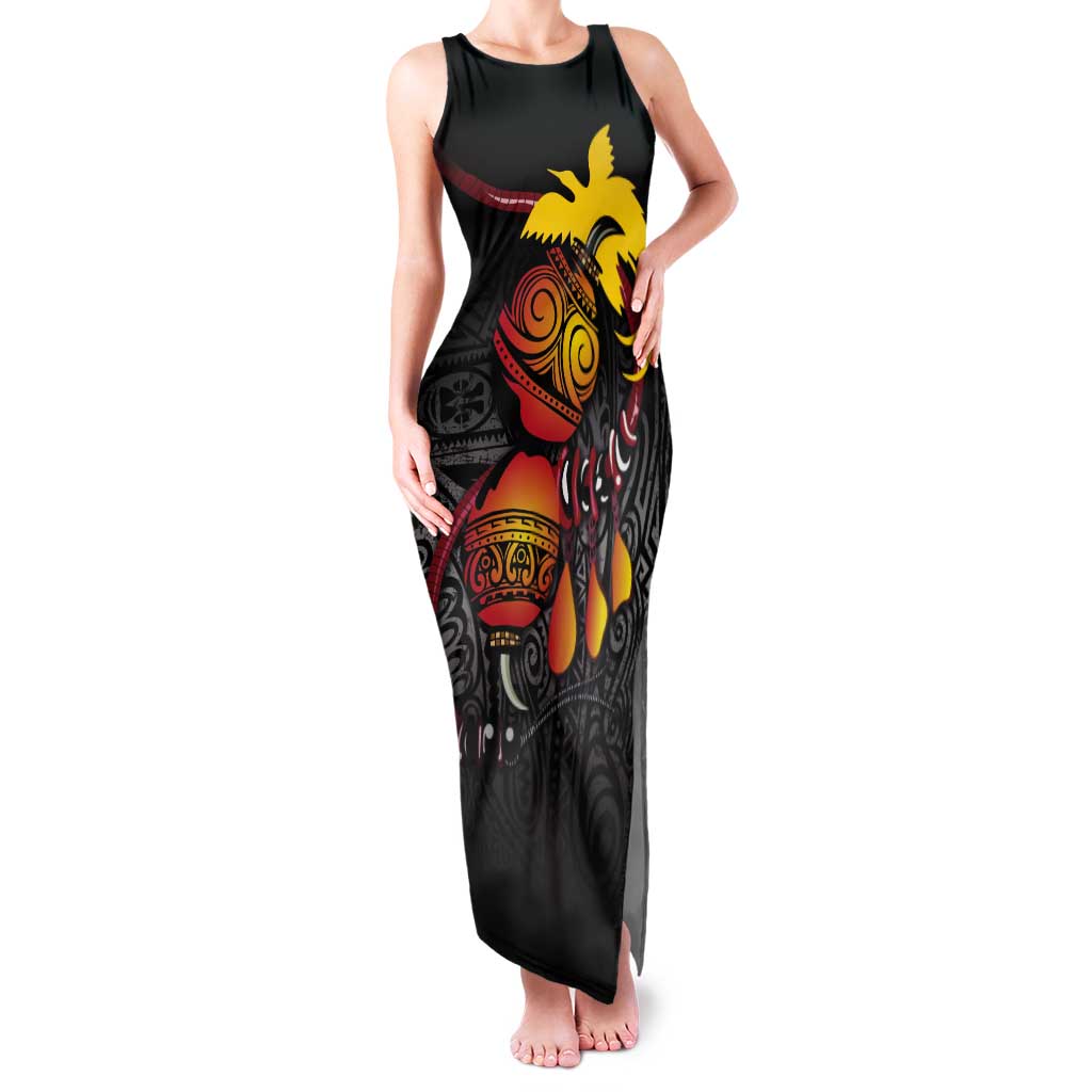 Personalized Papua New Guinea Milne Bay Tank Maxi Dress Bagi Necklace Mix Lime Pot Grunge
