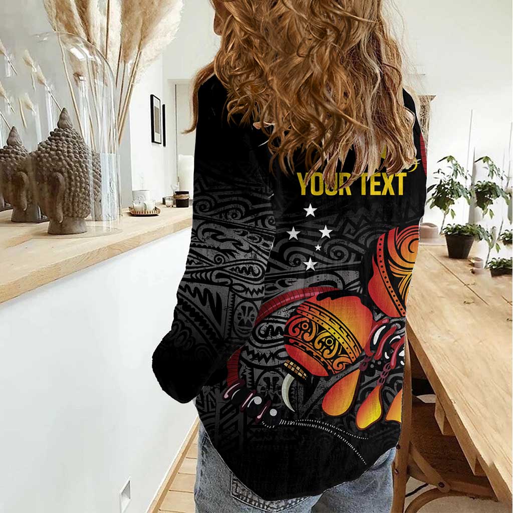 Personalized Papua New Guinea Milne Bay Women Casual Shirt Bagi Necklace Mix Lime Pot Grunge