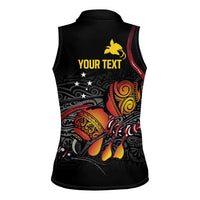 Personalized Papua New Guinea Milne Bay Women Sleeveless Polo Shirt Bagi Necklace Mix Lime Pot Grunge