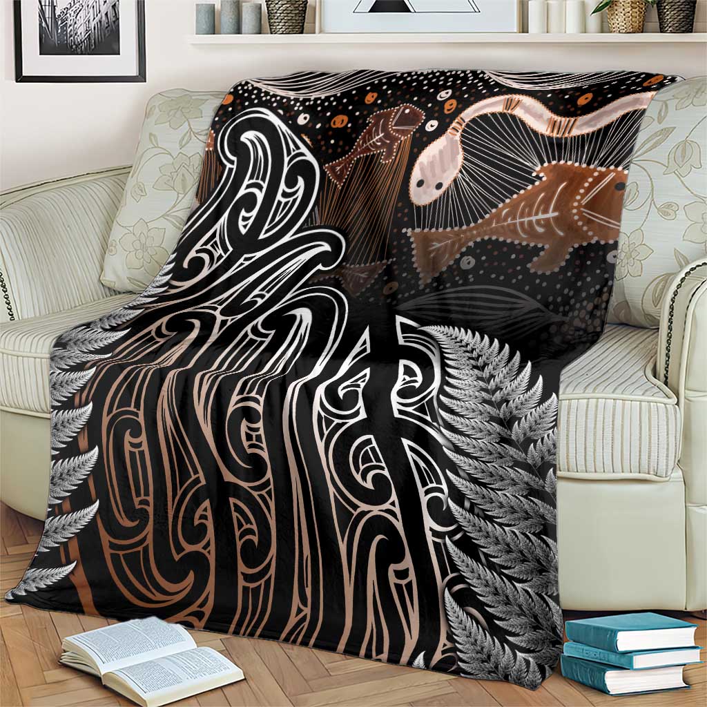 Aotearoa Maori - Australia Indigenous Blanket Koiri Whakairo Mix Aboriginal Art - Polynesian Pride