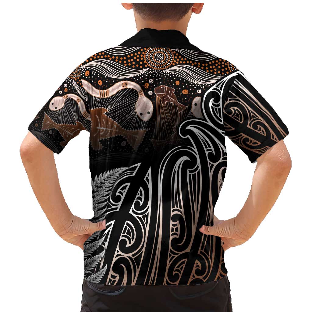 Aotearoa Maori - Australia Indigenous Family Matching Mermaid Dress and Hawaiian Shirt Koiri Whakairo Mix Aboriginal Art LT7 - Polynesian Pride