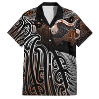 Aotearoa Maori - Australia Indigenous Family Matching Off The Shoulder Long Sleeve Dress and Hawaiian Shirt Koiri Whakairo Mix Aboriginal Art LT7 Dad's Shirt - Short Sleeve Brown - Polynesian Pride