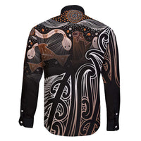 Aotearoa Maori - Australia Indigenous Family Matching Off Shoulder Short Dress and Hawaiian Shirt Koiri Whakairo Mix Aboriginal Art LT7 - Polynesian Pride