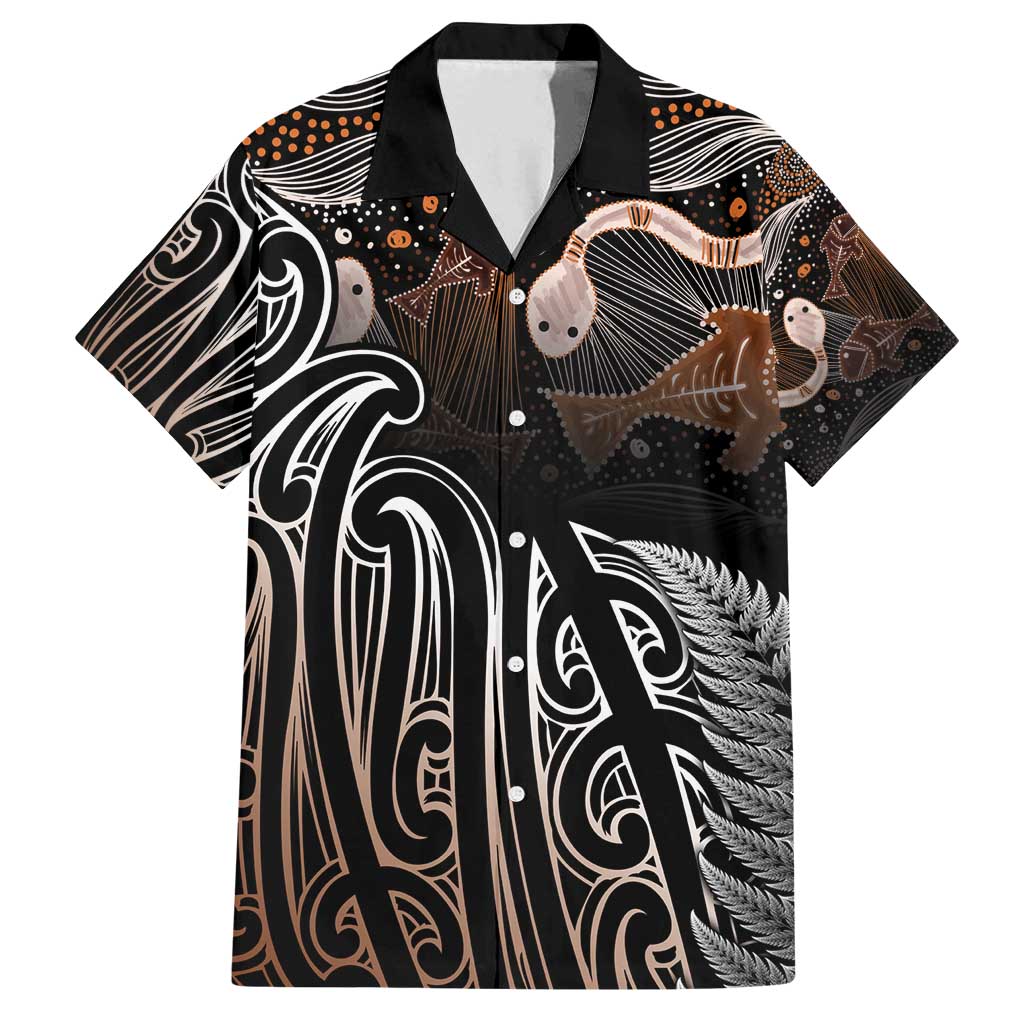 Aotearoa Maori - Australia Indigenous Family Matching Summer Maxi Dress and Hawaiian Shirt Koiri Whakairo Mix Aboriginal Art LT7 Dad's Shirt - Short Sleeve Brown - Polynesian Pride