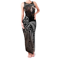Aotearoa Maori - Australia Indigenous Family Matching Tank Maxi Dress and Hawaiian Shirt Koiri Whakairo Mix Aboriginal Art LT7 Mom's Dress Brown - Polynesian Pride