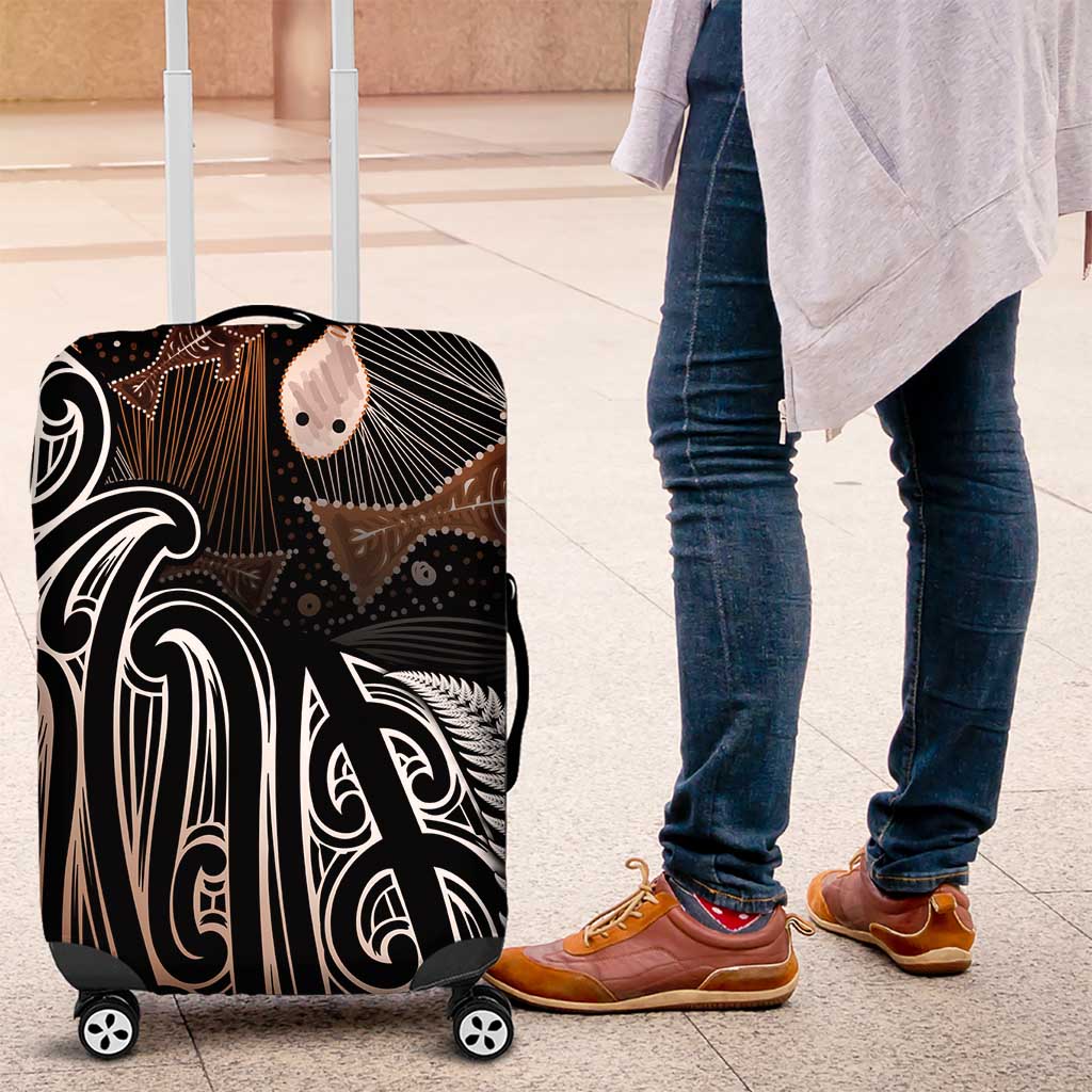 Aotearoa Maori - Australia Indigenous Luggage Cover Koiri Whakairo Mix Aboriginal Art - Polynesian Pride