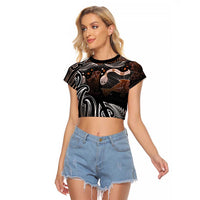 Aotearoa Maori - Australia Indigenous Raglan Cropped T Shirt Koiri Whakairo Mix Aboriginal Art - Polynesian Pride