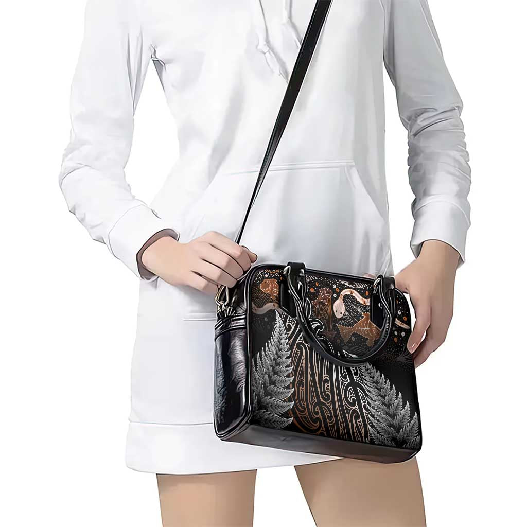Aotearoa Maori - Australia Indigenous Shoulder Handbag Koiri Whakairo Mix Aboriginal Art - Polynesian Pride