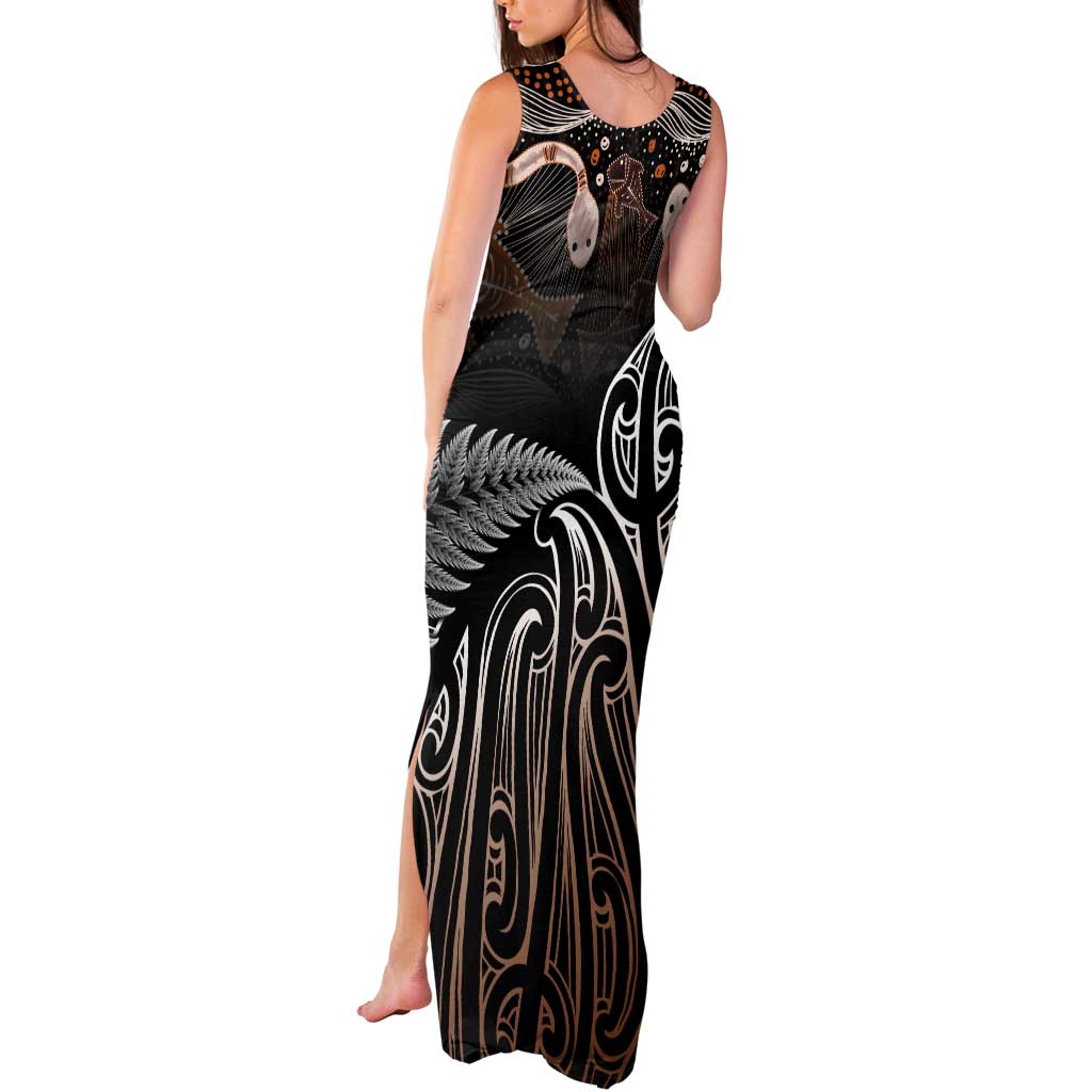 Aotearoa Maori - Australia Indigenous Tank Maxi Dress Koiri Whakairo Mix Aboriginal Art - Polynesian Pride