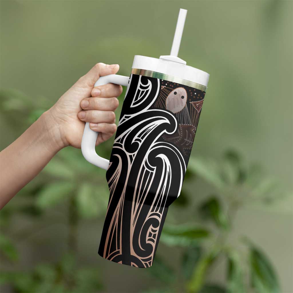 Aotearoa Maori - Australia Indigenous Tumbler With Handle Koiri Whakairo Mix Aboriginal Art LT7 - Polynesian Pride