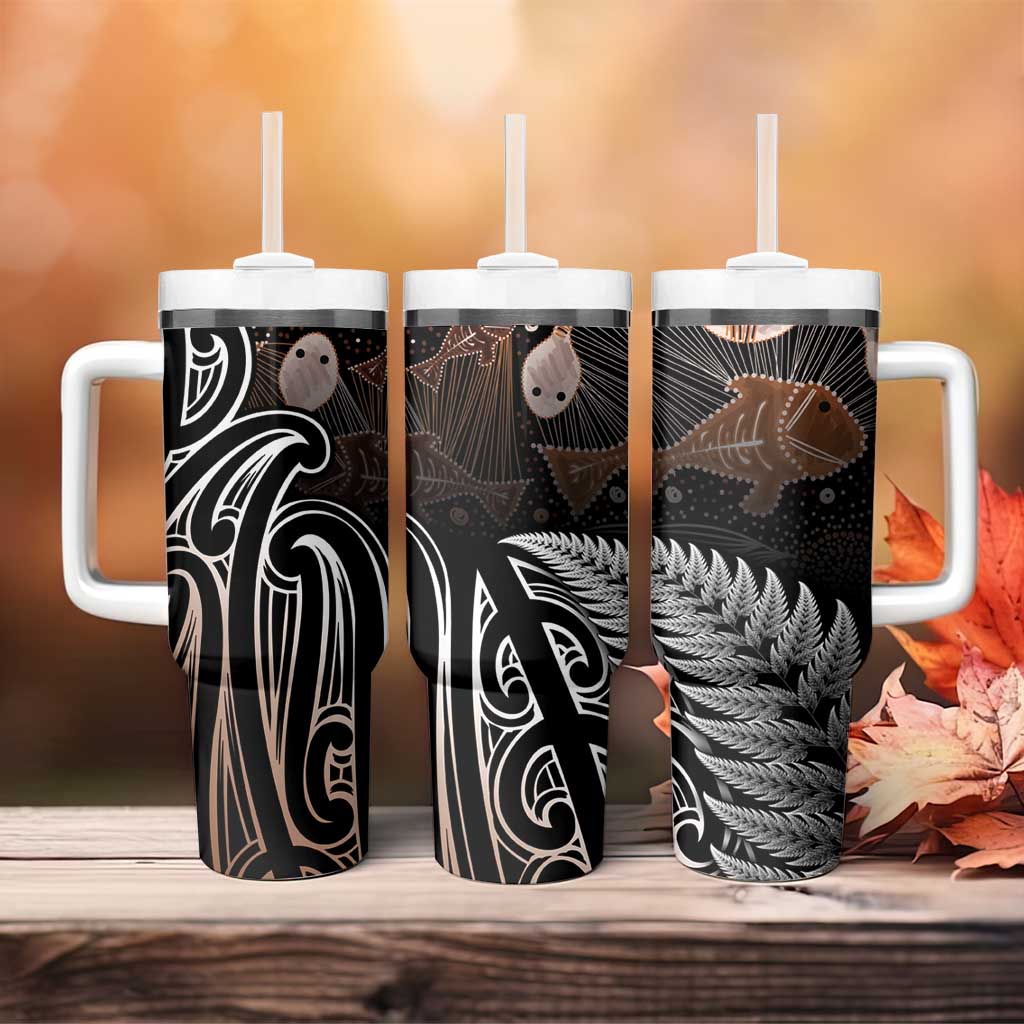 Aotearoa Maori - Australia Indigenous Tumbler With Handle Koiri Whakairo Mix Aboriginal Art LT7 - Polynesian Pride