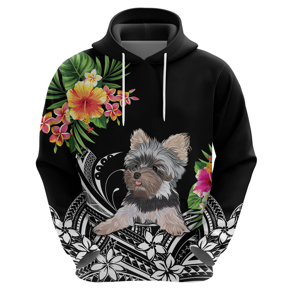 Personalised Polynesian Hoodie With Yorkshire Terrier Floral Style LT7 - Polynesian Pride