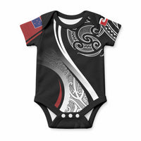 Aotearoa Maori Rugby Custom Baby Onesie Kapa O Pango LT7 Black - Polynesian Pride