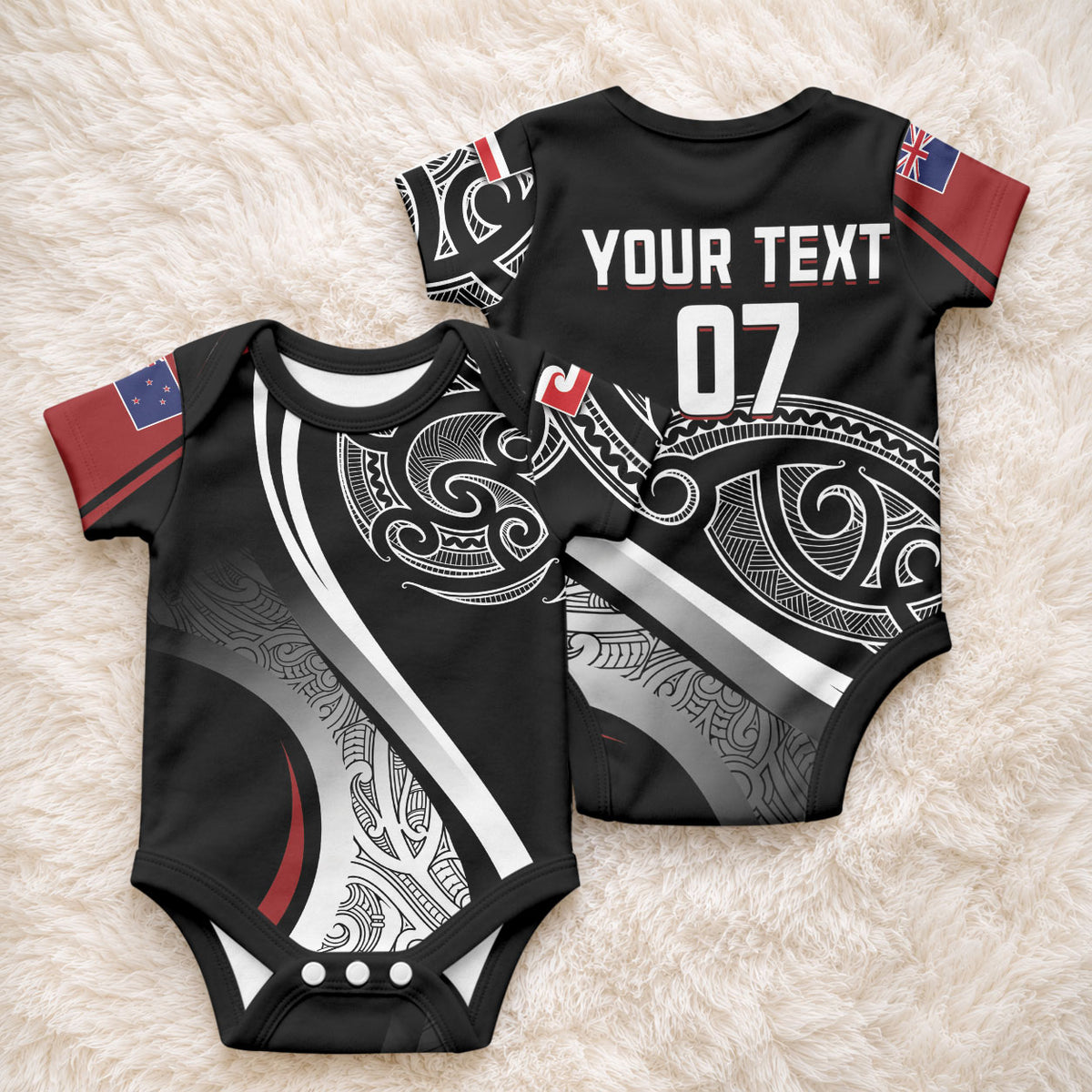 Aotearoa Maori Rugby Custom Baby Onesie Kapa O Pango LT7 - Polynesian Pride
