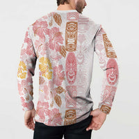 Christmas Aloha Hawaii Tiki Button Sweatshirt Hibiscus Spring Colors - Polynesian Pride