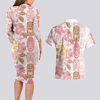 Christmas Aloha Hawaii Tiki Couples Matching Long Sleeve Bodycon Dress and Hawaiian Shirt Hibiscus Spring Colors LT7 - Polynesian Pride
