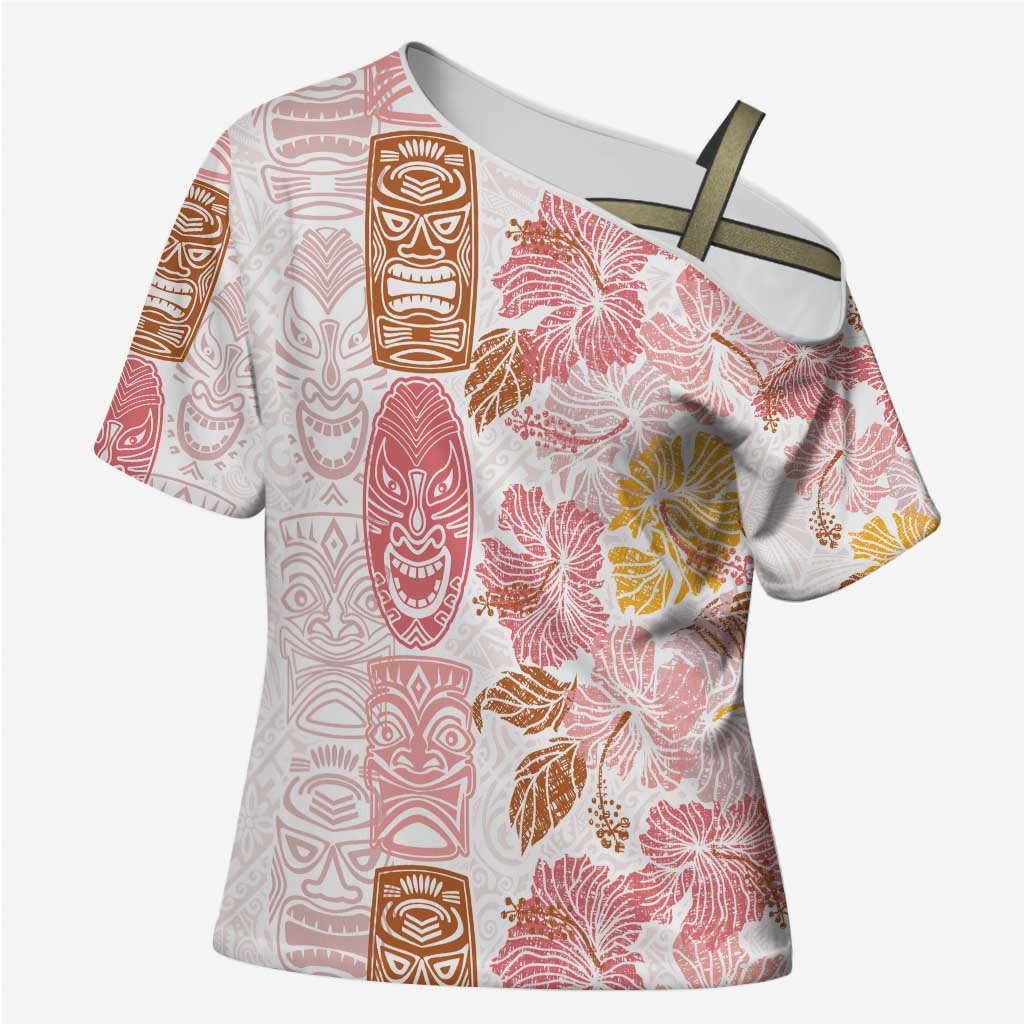 Christmas Aloha Hawaii Tiki Cross Shoulder Shirt Hibiscus Spring Colors - Polynesian Pride