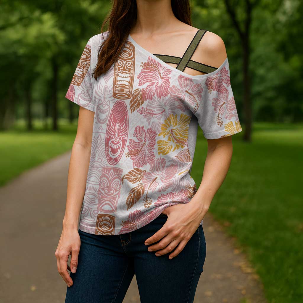 Christmas Aloha Hawaii Tiki Cross Shoulder Shirt Hibiscus Spring Colors - Polynesian Pride