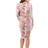 Christmas Aloha Hawaii Tiki Family Matching Long Sleeve Bodycon Dress and Hawaiian Shirt Hibiscus Spring Colors LT7 - Polynesian Pride
