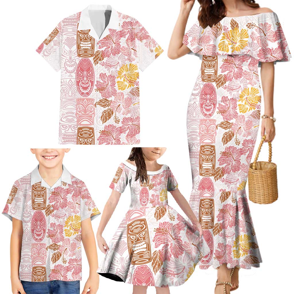 Christmas Aloha Hawaii Tiki Family Matching Mermaid Dress and Hawaiian Shirt Hibiscus Spring Colors LT7 - Polynesian Pride