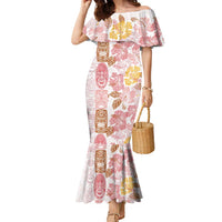 Christmas Aloha Hawaii Tiki Family Matching Mermaid Dress and Hawaiian Shirt Hibiscus Spring Colors LT7 Mom's Dress Pink - Polynesian Pride