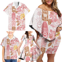 Christmas Aloha Hawaii Tiki Family Matching Off Shoulder Short Dress and Hawaiian Shirt Hibiscus Spring Colors LT7 - Polynesian Pride