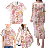 Christmas Aloha Hawaii Tiki Family Matching Puletasi and Hawaiian Shirt Hibiscus Spring Colors LT7 - Polynesian Pride