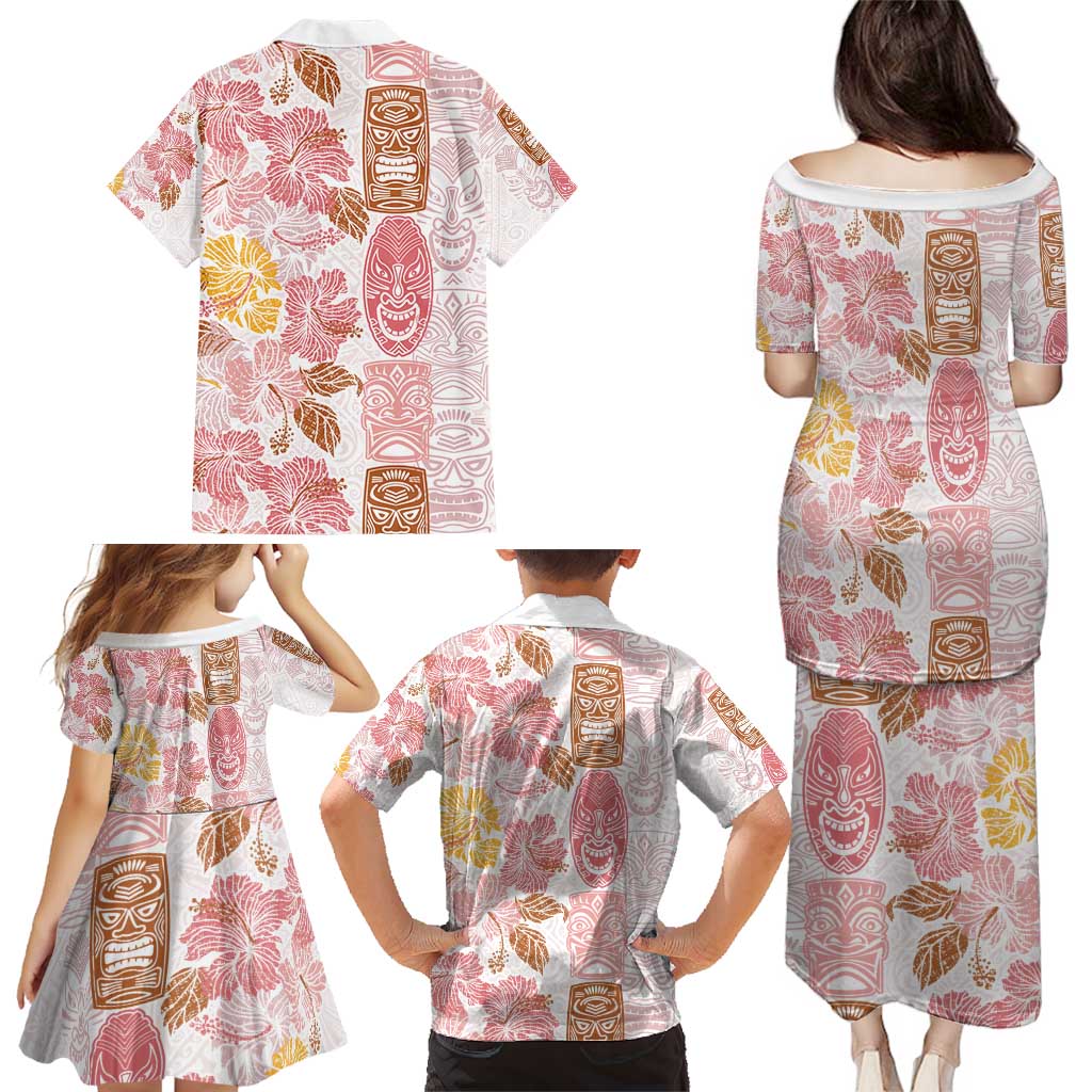 Christmas Aloha Hawaii Tiki Family Matching Puletasi and Hawaiian Shirt Hibiscus Spring Colors LT7 - Polynesian Pride