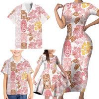 Christmas Aloha Hawaii Tiki Family Matching Short Sleeve Bodycon Dress and Hawaiian Shirt Hibiscus Spring Colors LT7 - Polynesian Pride