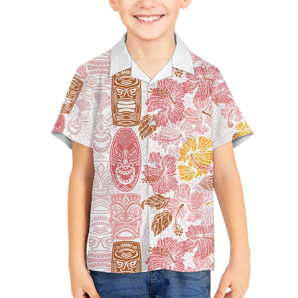 Christmas Aloha Hawaii Tiki Family Matching Summer Maxi Dress and Hawaiian Shirt Hibiscus Spring Colors LT7 Son's Shirt Pink - Polynesian Pride