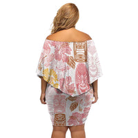Christmas Aloha Hawaii Tiki Off Shoulder Short Dress Hibiscus Spring Colors - Polynesian Pride
