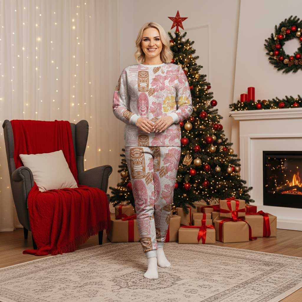 Christmas Aloha Hawaii Tiki Christmas Pajama Set Hibiscus Spring Colors - Polynesian Pride