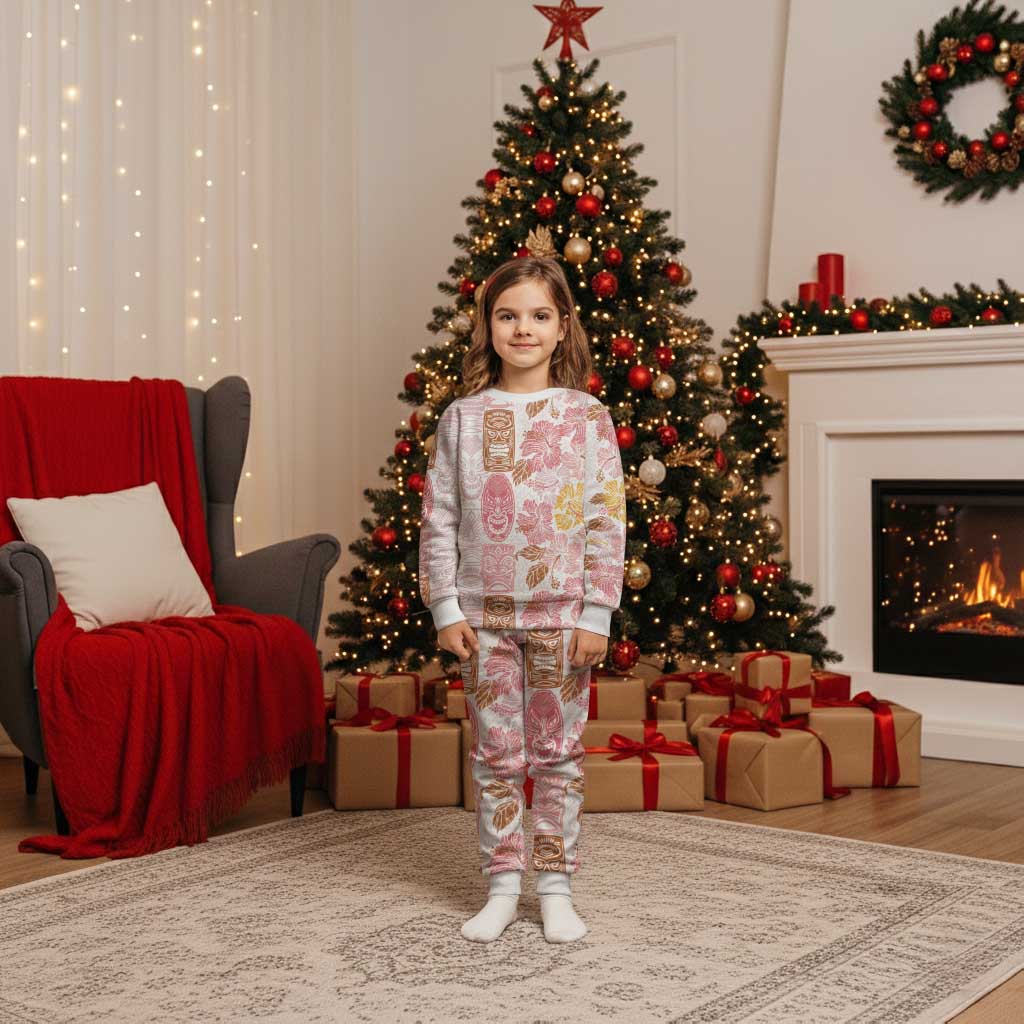 Christmas Aloha Hawaii Tiki Christmas Pajama Set Hibiscus Spring Colors - Polynesian Pride