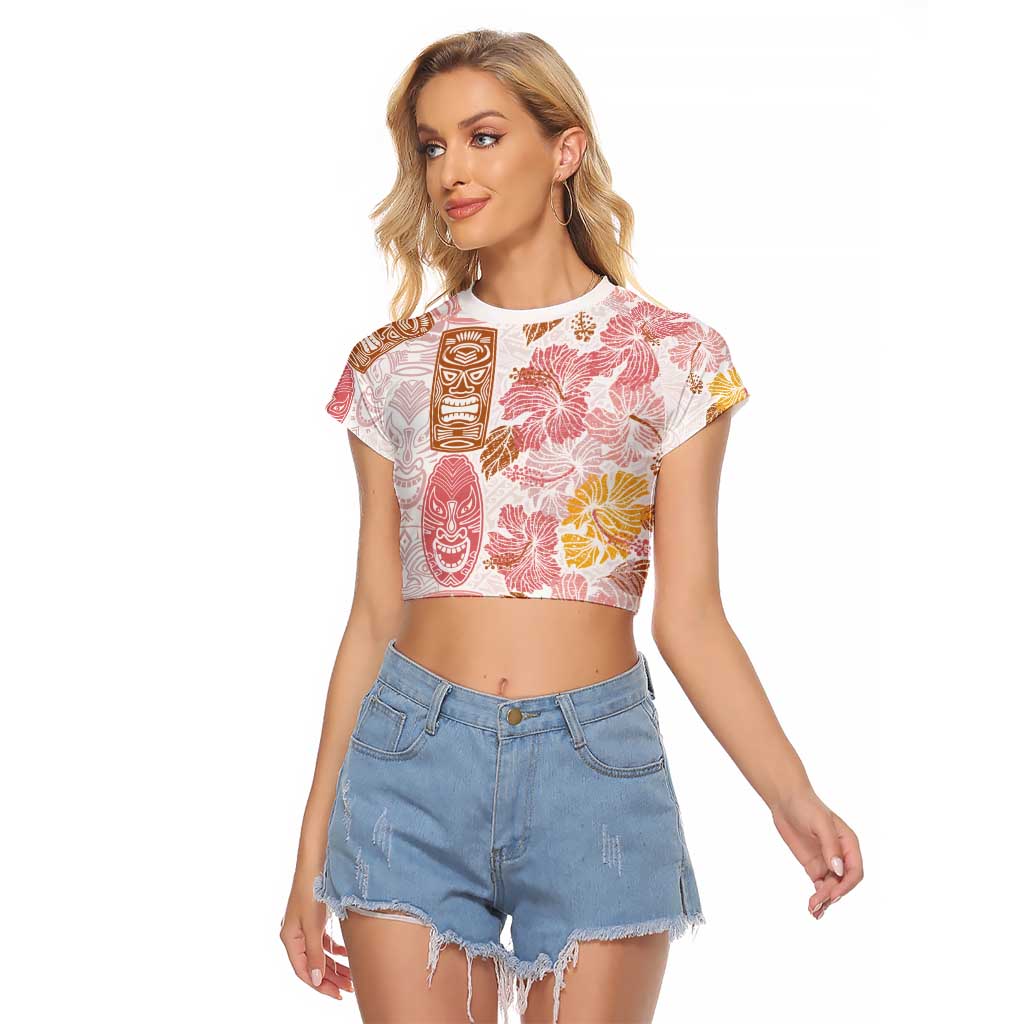 Christmas Aloha Hawaii Tiki Raglan Cropped T Shirt Hibiscus Spring Colors - Polynesian Pride