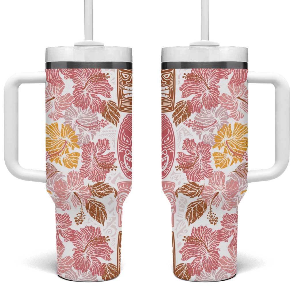 Christmas Aloha Hawaii Tiki Tumbler With Handle Hibiscus Spring Colors - Polynesian Pride
