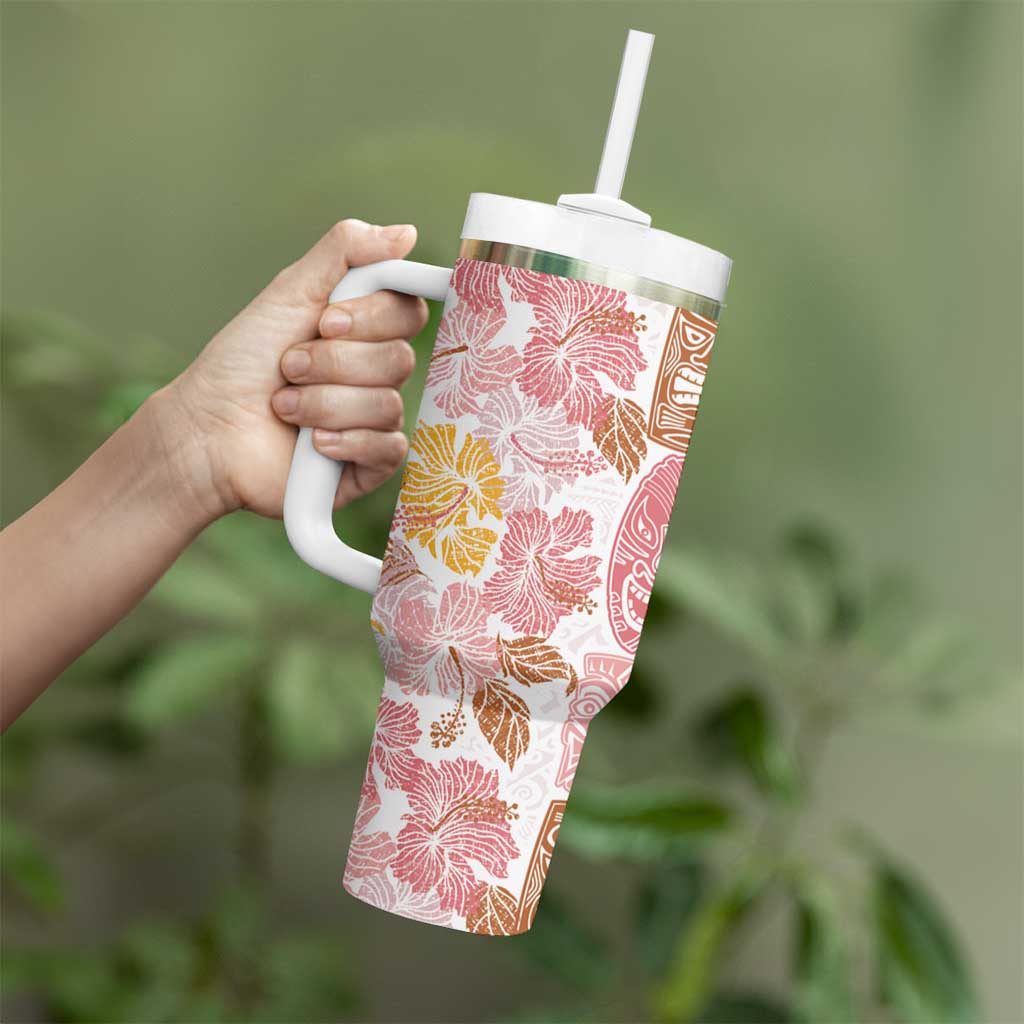 Christmas Aloha Hawaii Tiki Tumbler With Handle Hibiscus Spring Colors - Polynesian Pride