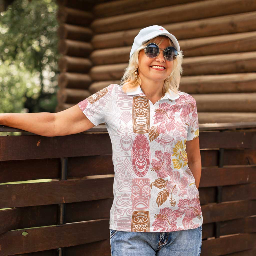 Christmas Aloha Hawaii Tiki Women Polo Shirt Hibiscus Spring Colors - Polynesian Pride