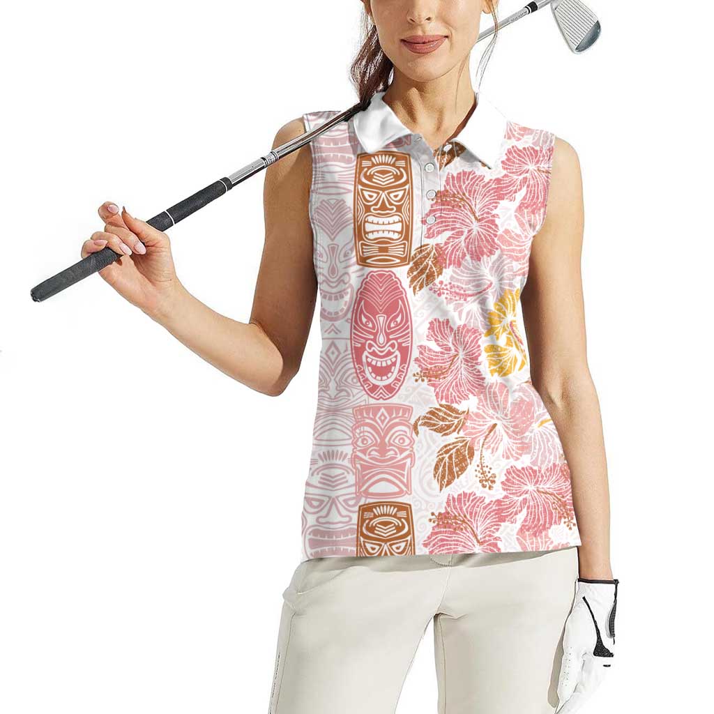 Christmas Aloha Hawaii Tiki Women Sleeveless Polo Shirt Hibiscus Spring Colors - Polynesian Pride
