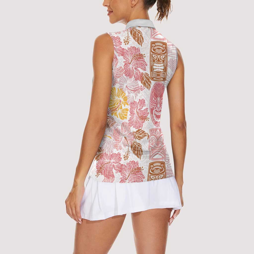 Christmas Aloha Hawaii Tiki Women Sleeveless Polo Shirt Hibiscus Spring Colors - Polynesian Pride