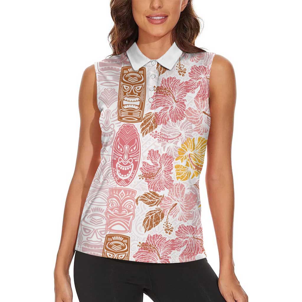 Christmas Aloha Hawaii Tiki Women Sleeveless Polo Shirt Hibiscus Spring Colors - Polynesian Pride
