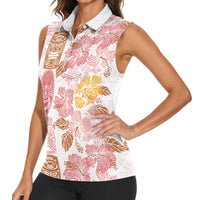 Christmas Aloha Hawaii Tiki Women Sleeveless Polo Shirt Hibiscus Spring Colors - Polynesian Pride