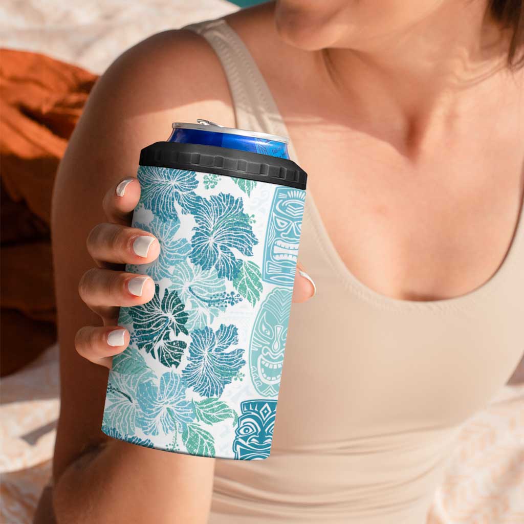 Christmas Aloha Hawaii Tiki 4 in 1 Can Cooler Tumbler Hibiscus Summer Colors - Polynesian Pride