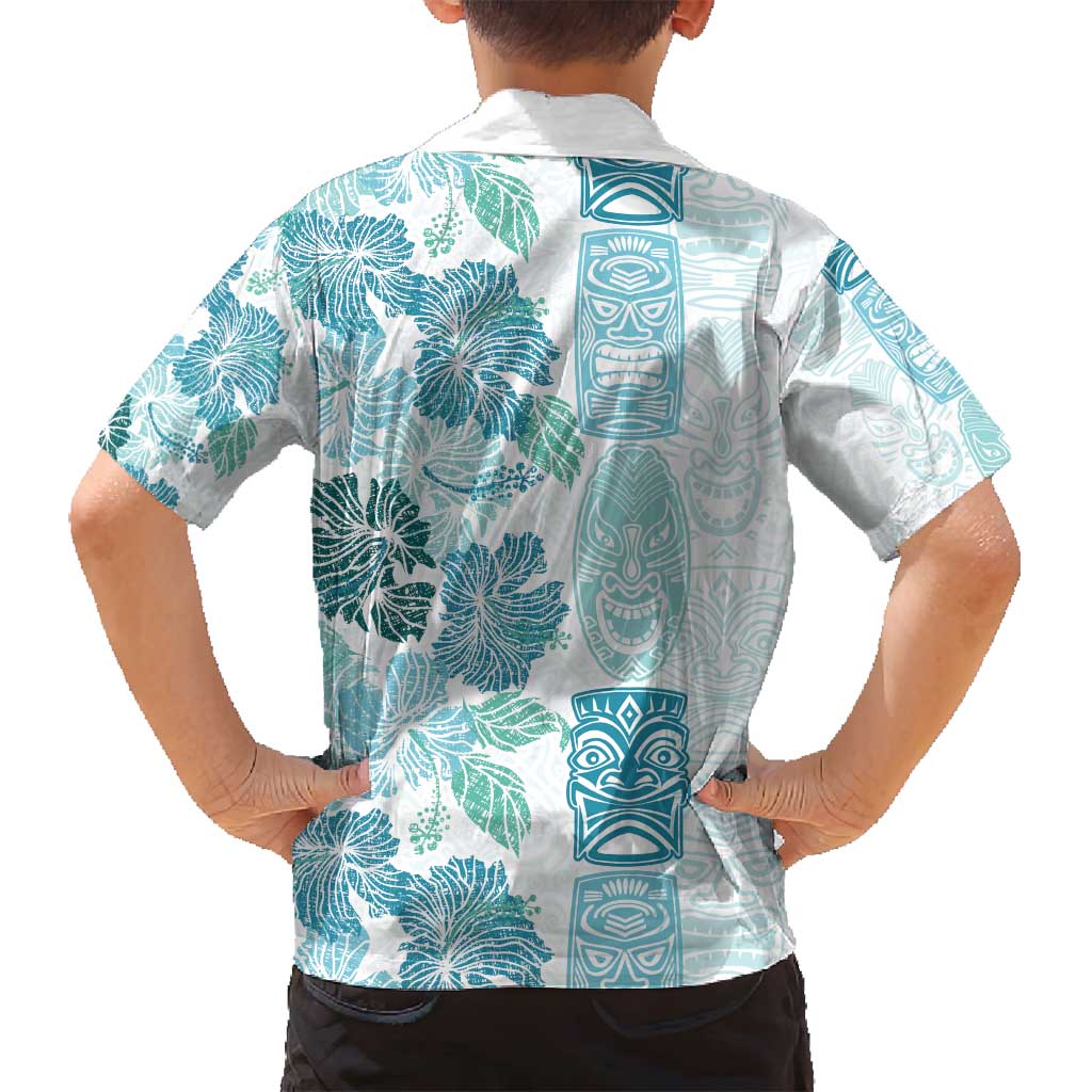 Christmas Aloha Hawaii Tiki Family Matching Long Sleeve Bodycon Dress and Hawaiian Shirt Hibiscus Summer Colors LT7 - Polynesian Pride