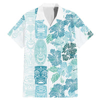 Christmas Aloha Hawaii Tiki Family Matching Mermaid Dress and Hawaiian Shirt Hibiscus Summer Colors LT7 Dad's Shirt - Short Sleeve Turquoise - Polynesian Pride