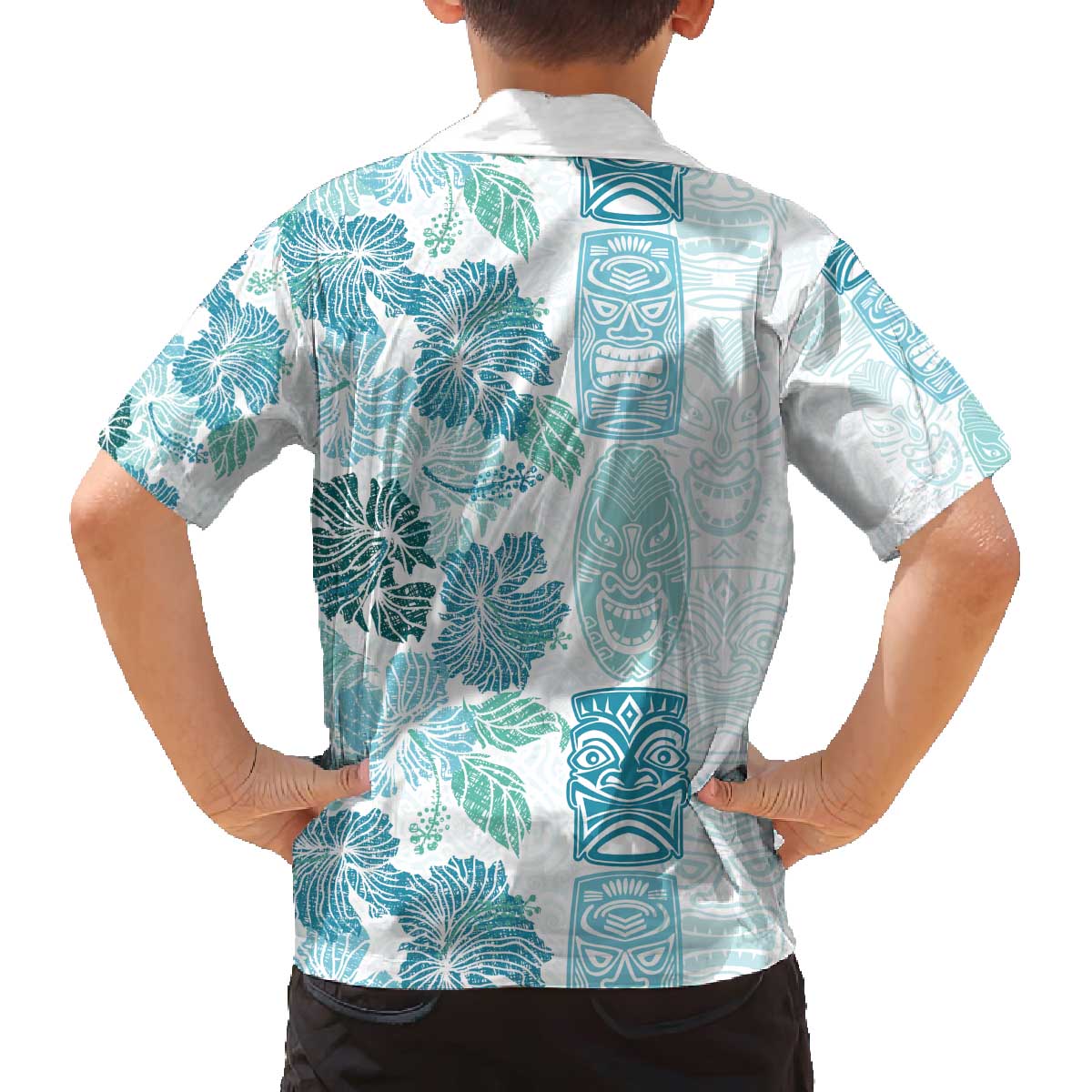 Christmas Aloha Hawaii Tiki Family Matching Off The Shoulder Long Sleeve Dress and Hawaiian Shirt Hibiscus Summer Colors LT7 - Polynesian Pride