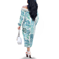 Christmas Aloha Hawaii Tiki Family Matching Off The Shoulder Long Sleeve Dress and Hawaiian Shirt Hibiscus Summer Colors LT7 - Polynesian Pride