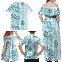 Christmas Aloha Hawaii Tiki Family Matching Off Shoulder Maxi Dress and Hawaiian Shirt Hibiscus Summer Colors LT7 - Polynesian Pride
